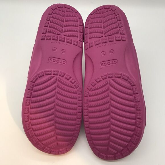 CROCS Iconic Comfort Men's 13 Pink Slides Fushia Fun Double Strap Sandal Jibbits - Picture 8 of 12